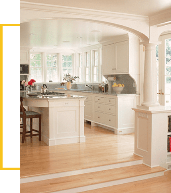 New kitchen with natural wood and white colors